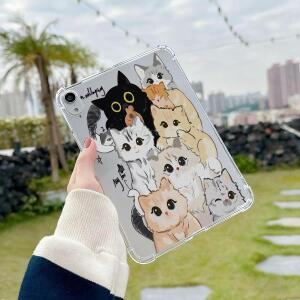 삼성 탭 A11 8.7 케이스 플러스 S10 FE A9 A8 S6 라이트 10.4인치 S7 S9 귀여운 고양이 그림 커버