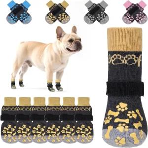 핥고 미끄러지는 것을 방지하는 쿨테일 미끄럼 반려견 양말 원목 바닥용 겨울용 따뜻한 반려동물 신발 부츠
