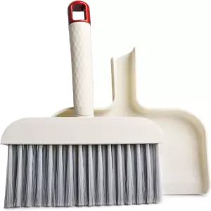 작은 먼지통과 브러시 세트 - 미니 빗자루와 책상 식탁 가정 주방용 거품기