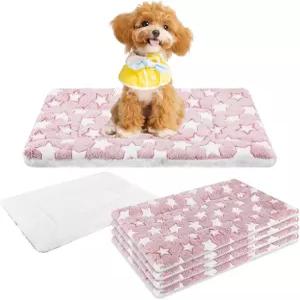 지시유엘 4개 세척 가능한 개 상자 매트 애완동물용 교체 리버서블 침대 패드 소형 중형 대형 기계 수면 x