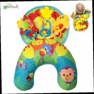 놀이 매트 배밀이 아기 촉감 발달 딸랑이 원형 쿠션 동물 캐릭터 컬러풀 감각
