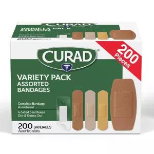 CURAD 모듬 접착 붕대 4면 씰 버라이어티 팩 200개