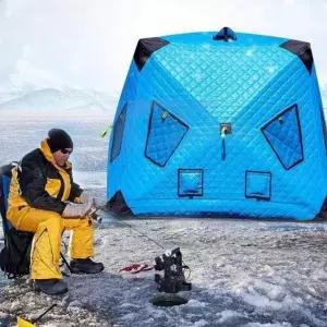 원터치 큐브 텐트 누빔 방한 4창 2문 겨울 돔 캠핑 낚시 빙어