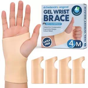 프레드릭 박사의 오리지널 젤 손목 보호대 - 4 ct 순한 터널 관절염 및 건염 방수 핑거리스 압박 슬리브