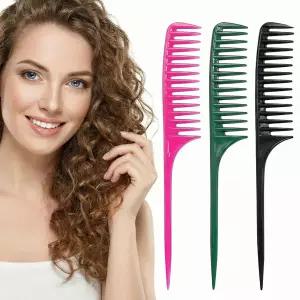 욜라냐 와이드 이빨 쥐 꼬리 빗 3팩 - 두꺼운 곱슬머리 열 저항성 정전기 방지용 엉킴 헤어