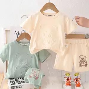 올록볼록베어아동반팔반 바지 상하세트 205167 바캉스룩 옷 아가촬영룩 아기 돌촬영룩