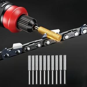 10피스 다이아몬드 체인톱 샤프호환너 세트  티타늄 코팅된 코런덤 연마 비트  옥  유리  금속  목재 적합