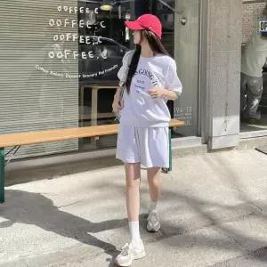 [다잇템]여성 면원단 반소매 맨투맨 티셔츠 세트 숏팬츠 (47552001)