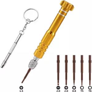 Mr.ZzjOOj 6-in 소형 드라이버 세트 S2 스틸 마그네틱 키트와 미니 수리 휴대폰 전자제품 시계 골드