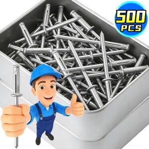 50/500x 대형 헤드 블라인드 리벳 3중 폭발형 팝 알루미늄 섀시 캐비닛 판금 패널용 패스너