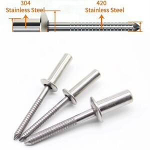 20개 스테인리스 스틸 클로즈드 엔드 라운드 헤드 블라인드 팝 리벳 M3.0 밀폐형 길이 5/6/7/8/10/11/12-25