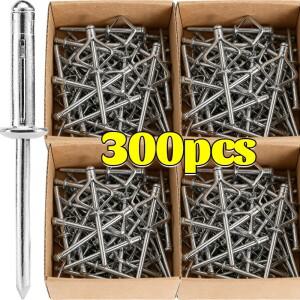 300/50피스 알루미늄 블라인드 리벳 팝 모듬 키트 DIY 판금 가구 수리용 라운드 헤드 삼중 접이식