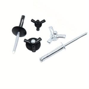 50피스 블랙 실버 알루미늄 Trifold 블라인드 리벳 대형 플랜지 전구 DIY 자동차 인테리어 장식 직경 3/16