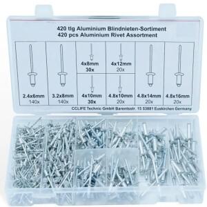 블라인드 리벳 세트  알루미늄 돔 헤드  팝 키트  가구 모음 키트용 못 당기기  M2.4  3.2  4/4.8  420 개