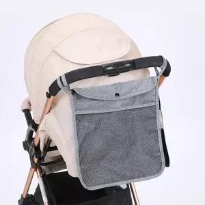 유모차 정리망 정리함 메쉬 보조 가방 그레이 핸들 거치형 수납