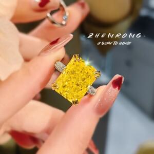 여성용 고탄소 프린세스 컷 다이아몬드 반지   크러시 지르코니아 클래식 결혼 화이트 골드 도금 트렌드 주