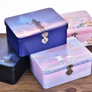 통장 상자 자물쇠 사각박스 열쇠 수납함