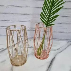 모던 와이어 테이블 철재 꽃병 북유럽 인테리어 유리 철재화병