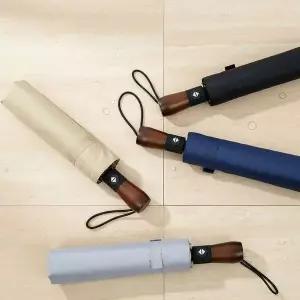 [콩심팥심]고급 우드 손잡이 3단 접이식 자동우산 대형 튼튼한 장우산 대용