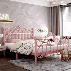 공주침대 프레임 북유럽 여학생 럭셔리 철제 조립식