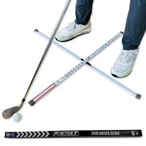 아이라인 골프 연습 T 스윙 트레이닝 보조 도구, 발/어깨/허리를 공에 맞추고, 흰색 또는 녹색 정렬 스틱, 어깨 거울, PGA 투어 입증