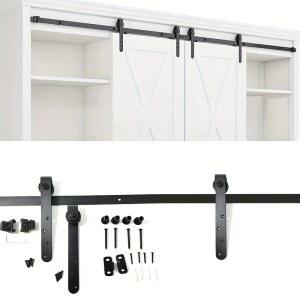 1세트 탄소강 무소음 슬라이딩 헛간 문 하드웨어 키트 TV 캐비닛 및 옷장의 트랙에