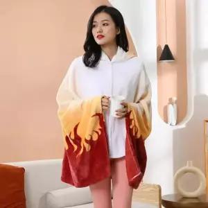 애니메이션 담요 망토 Kimetsu No Yaiba 망토 케이프 겨울 양털 플란넬 코스프레 잠옷 의상 후드 크리스마