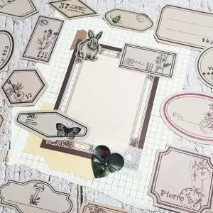 다이어리꾸미기 빈티지 라벨 스티커 꽃