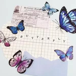 다이어리꾸미기 나비 스티커 파란나비 40P 세트