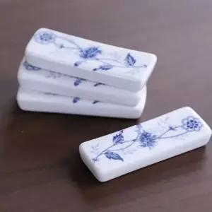 받침 숟가락 테이블웨어 도자기 청화 수저 꽃무늬 식탁용품