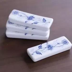 받침 숟가락 테이블웨어 도자기 청화 수저 꽃무늬 식탁용품