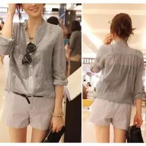 [하프클럽/셀러허브_여성트랜드패션]여성 여름 남방 차이나카라 7부 셔츠