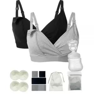 PUMPKIN PUMP Pumping Bra Hands Nursing and in One Maternity Comfort V-Neck Holding Breast Pumps 2 Pa