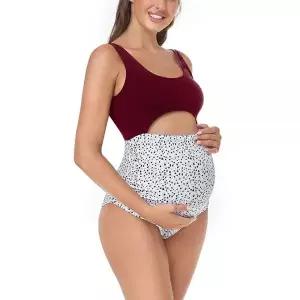 EastElegant 임산부 컷아웃 원피스 수영복 플로카 도트 프린트 와인 레드 890702