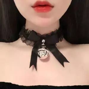 레이스 리본 장미 펜던트 초커 목걸이 블랙 할로윈 파티 액세서리 이벤트 소품