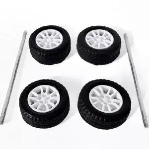 미니어처 모형자동차 조립부품 고무타이어 축세트 10p 소형 2cm 공작재료