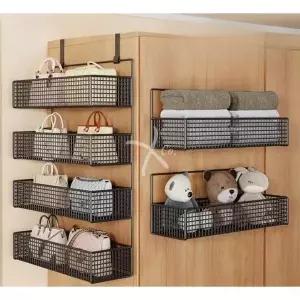 가방 행거 옷장 단 블랙 수납 문걸이 벽걸이형 선반 다크톤 대형 4단