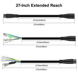 9핀 전기 자전거 모터 연장 케이블 - 방수 암 커넥터 - 베어 핀 연결, 자전거/Higo916/Julet Z916/BAFANG G