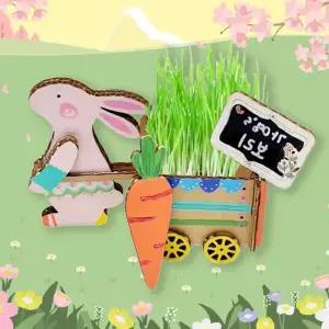 새싹 재배 세트 1인 토끼 수레 디자인 보리 키우기 목재 종이 조립 유치원 체험