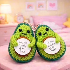 아보카도 뜨개 키링 손뜨개 니트 야채 과일 클로버 네잎크로버 가꾸 백꾸 백참