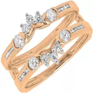 블래즐링록 컬렉션 라운드 화이트 다이아몬드 웨딩 인핸서 더블 가드 ctw 컬러 I-J 클래리티 I1-I3 골드