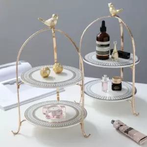 유럽식 더블 레이어 디저트 스탠드 과일 케이크 접시 트레이 테이블