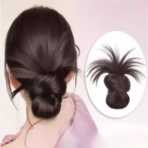 자연스러운 로우번 집게핀 올림머리 부분가발 똥머리 여성 포니테일