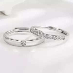 14k커플링 모던 심플 일자 지르코니아 실버 커플링 쌍반지 S925