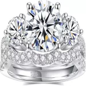 조앤엘레 여성용 스톤 모이사나이트 웨딩 세트 4.42CTW D 컬러 VVS1 클리어런스 라운드 브릴리언트 컷 925