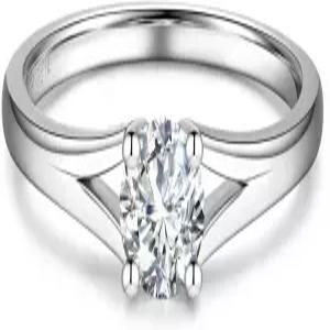 AGVANA 0.5 캐럿 - 1캐럿 랩 그로운 다이아몬드 4 프롱 솔리테어 링 스털링 실버 약속 약혼 기념일 결혼