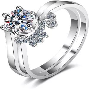 14K 골드 여성 웨딩 링 세트 1캐럿 다이아몬드 약혼 반지(D-color 이상적인 컷 VVS1 선명도)