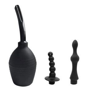 eAj 아비클린 두체 관장 전구 질 두체 관장 청소기 여성용 또는 남성용 U2019 용, 검은색 500ml (3 노즐)