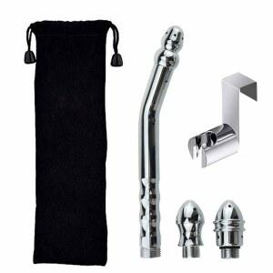 eAj 샤워 에마 두슈 클리너 키트, 샤워 헤드 욕실 휴대용 알루미늄 샤워 대장 관개 시스템 클리너(물탱크 후크 포함) (실버)