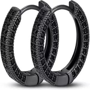 남성용 케트립 블랙 후프 귀걸이 가넷 사파이어 에메랄드 다이아몬드 허기 큐빅 지르코니아 저자극 주얼리